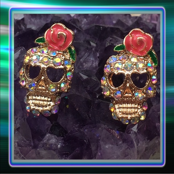 Pink Skull Earrings - Picture 3 of 9